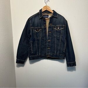 Levi Strauss Signature Denim Jacket with factory distressing  Size Large 12-14.